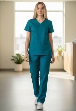 NWT Dagacci Medical Scrubs Set V-Neck Top Pants Turquoise Teal STY#1000 Size S